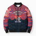Custom Newcastle Knight Bomber Puffer Jacket Knight Warrior Polynesia Islander Rugby Mascot