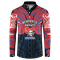Custom Newcastle Knight Button Sweatshirt Knight Warrior Polynesia Islander Rugby Mascot