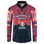 Custom Newcastle Knight Button Sweatshirt Knight Warrior Polynesia Islander Rugby Mascot