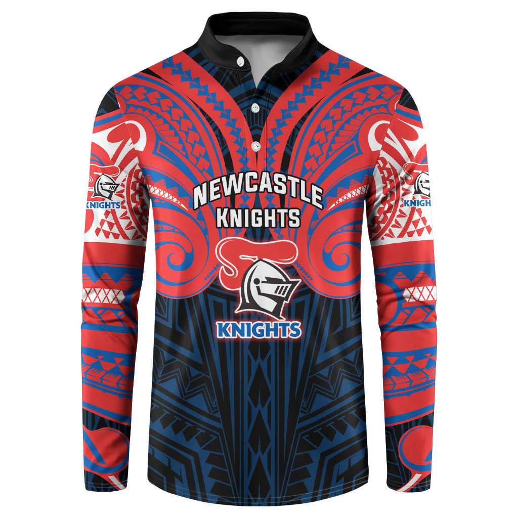 Custom Newcastle Knight Button Sweatshirt Knight Warrior Polynesia Islander Rugby Mascot