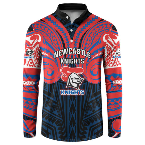 Custom Newcastle Knight Button Sweatshirt Knight Warrior Polynesia Islander Rugby Mascot