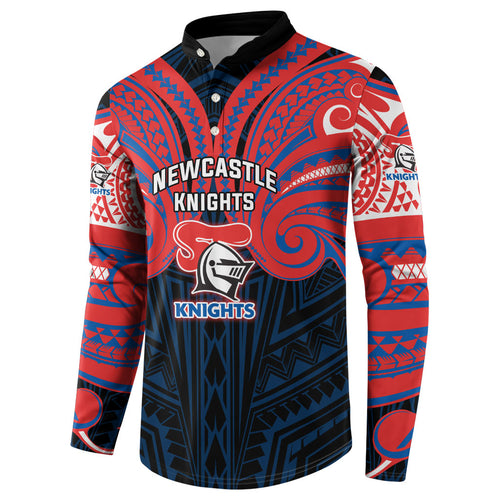Custom Newcastle Knight Button Sweatshirt Knight Warrior Polynesia Islander Rugby Mascot