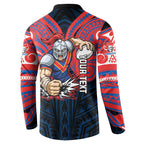 Custom Newcastle Knight Button Sweatshirt Knight Warrior Polynesia Islander Rugby Mascot