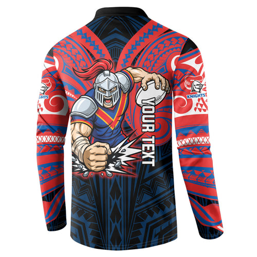Custom Newcastle Knight Button Sweatshirt Knight Warrior Polynesia Islander Rugby Mascot