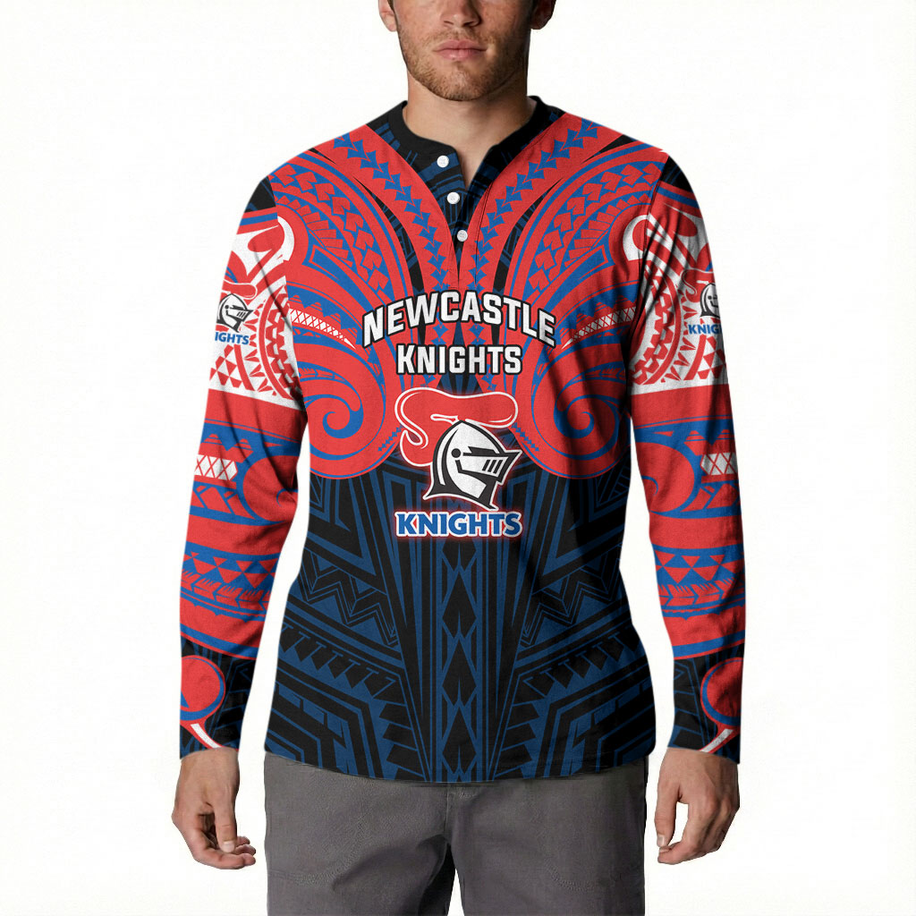 Custom Newcastle Knight Button Sweatshirt Knight Warrior Polynesia Islander Rugby Mascot