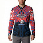 Custom Newcastle Knight Button Sweatshirt Knight Warrior Polynesia Islander Rugby Mascot