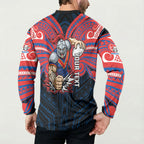 Custom Newcastle Knight Button Sweatshirt Knight Warrior Polynesia Islander Rugby Mascot