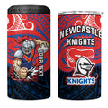 Custom Newcastle Knight 4 in 1 Can Cooler Tumbler Knight Warrior Polynesia Islander Rugby Mascot