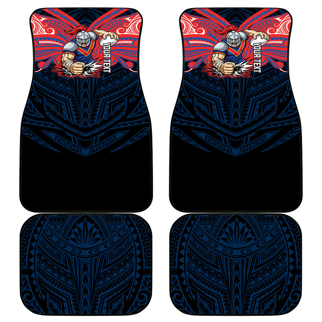 Custom Newcastle Knight Car Mats Knight Warrior Polynesia Islander Rugby Mascot