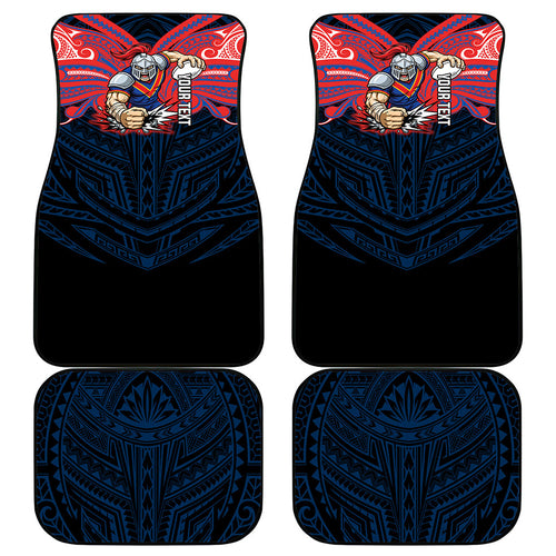 Custom Newcastle Knight Car Mats Knight Warrior Polynesia Islander Rugby Mascot