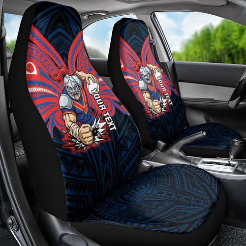 Custom Newcastle Knight Car Seat Cover Knight Warrior Polynesia Islander Rugby Mascot