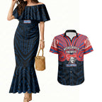 Custom Newcastle Knight Couples Matching Mermaid Dress and Hawaiian Shirt Knight Warrior Polynesia Islander Rugby Mascot