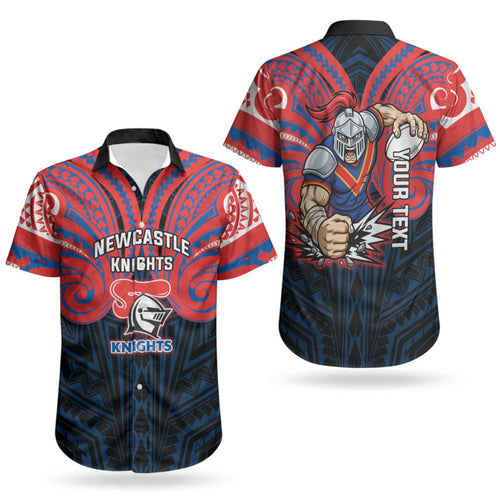 Custom Newcastle Knight Couples Matching Puletasi and Hawaiian Shirt Knight Warrior Polynesia Islander Rugby Mascot