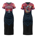 Custom Newcastle Knight Couples Matching Short Sleeve Bodycon Dress and Long Sleeve Button Shirt Knight Warrior Polynesia Islander Rugby Mascot