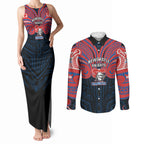Custom Newcastle Knight Couples Matching Tank Maxi Dress and Long Sleeve Button Shirt Knight Warrior Polynesia Islander Rugby Mascot
