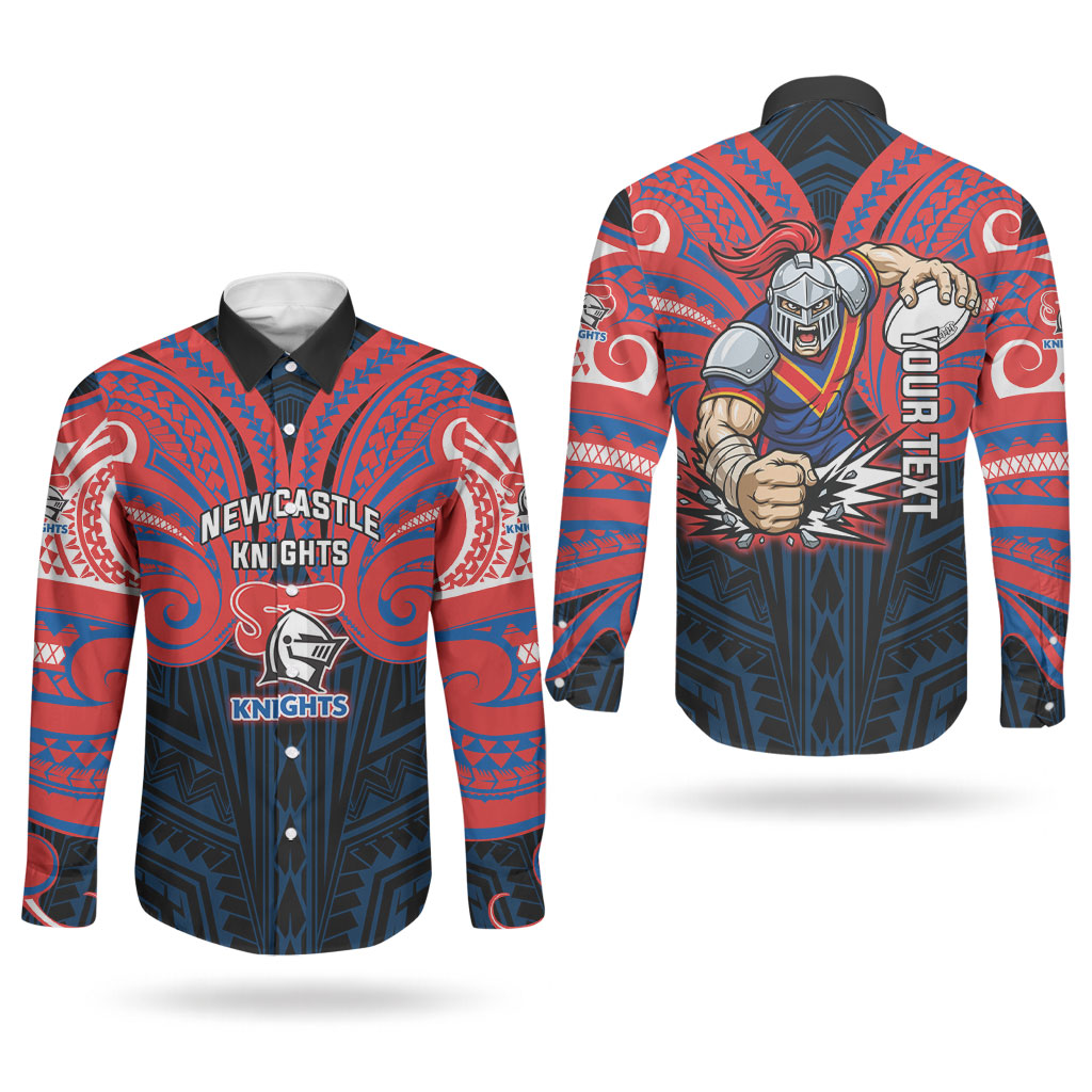 Custom Newcastle Knight Couples Matching Tank Maxi Dress and Long Sleeve Button Shirt Knight Warrior Polynesia Islander Rugby Mascot