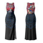 Custom Newcastle Knight Couples Matching Tank Maxi Dress and Long Sleeve Button Shirt Knight Warrior Polynesia Islander Rugby Mascot