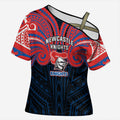 Custom Newcastle Knight Cross Shoulder Shirt Knight Warrior Polynesia Islander Rugby Mascot