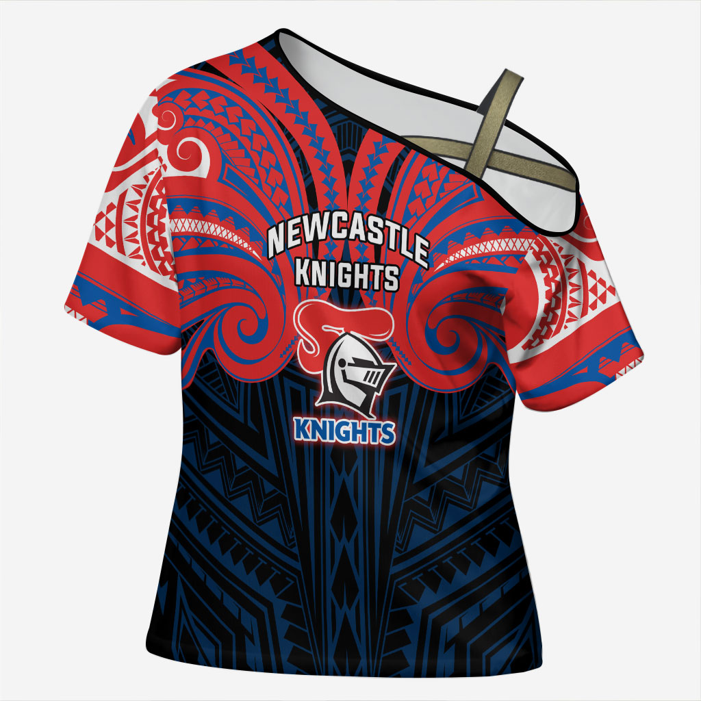 Custom Newcastle Knight Cross Shoulder Shirt Knight Warrior Polynesia Islander Rugby Mascot