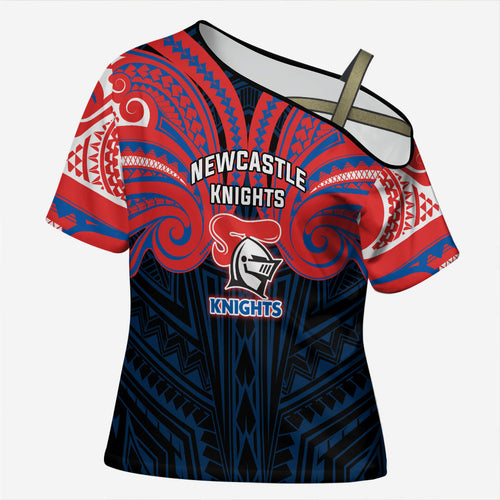 Custom Newcastle Knight Cross Shoulder Shirt Knight Warrior Polynesia Islander Rugby Mascot