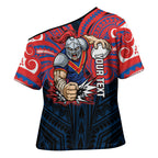 Custom Newcastle Knight Cross Shoulder Shirt Knight Warrior Polynesia Islander Rugby Mascot