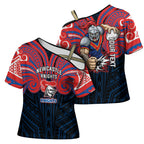Custom Newcastle Knight Cross Shoulder Shirt Knight Warrior Polynesia Islander Rugby Mascot