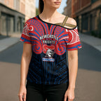 Custom Newcastle Knight Cross Shoulder Shirt Knight Warrior Polynesia Islander Rugby Mascot