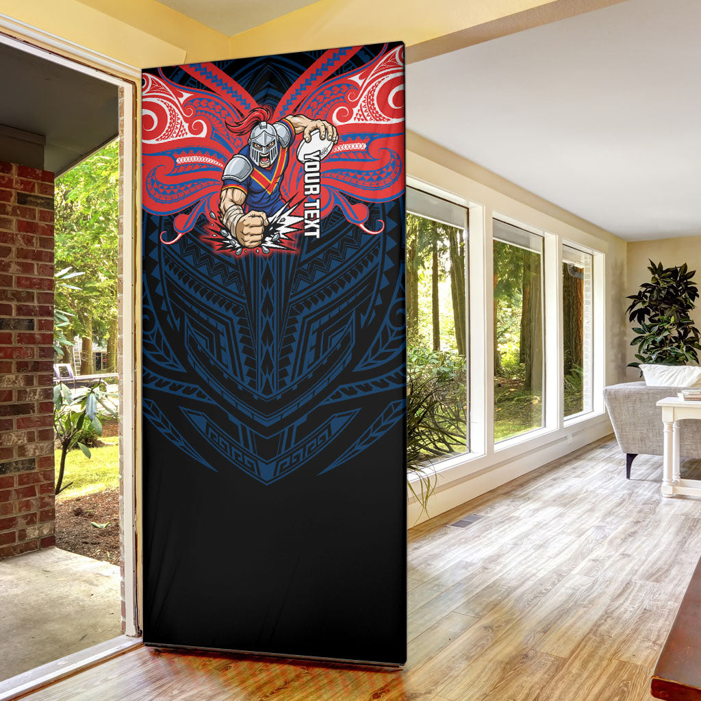 Custom Newcastle Knight Door Cover Knight Warrior Polynesia Islander Rugby Mascot