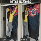 Custom Newcastle Knight Door Cover Knight Warrior Polynesia Islander Rugby Mascot