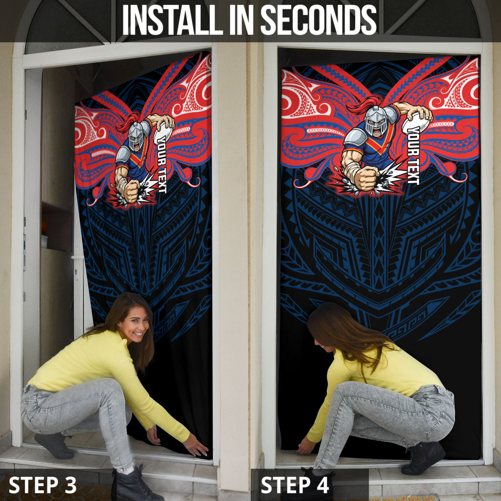 Custom Newcastle Knight Door Cover Knight Warrior Polynesia Islander Rugby Mascot