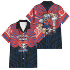 Custom Newcastle Knight Family Matching Tank Maxi Dress and Hawaiian Shirt Knight Warrior Polynesia Islander Rugby Mascot