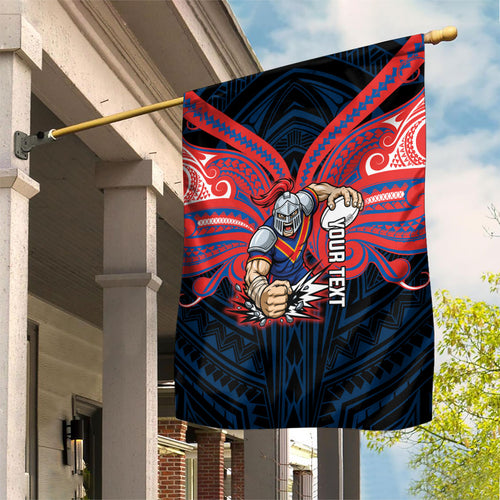Custom Newcastle Knight Garden Flag Knight Warrior Polynesia Islander Rugby Mascot