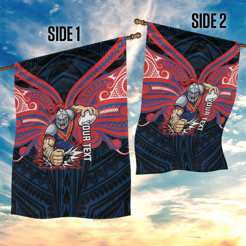Custom Newcastle Knight Garden Flag Knight Warrior Polynesia Islander Rugby Mascot