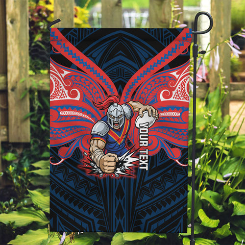 Custom Newcastle Knight Garden Flag Knight Warrior Polynesia Islander Rugby Mascot