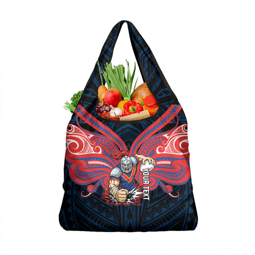 Custom Newcastle Knight Grocery Bag Knight Warrior Polynesia Islander Rugby Mascot