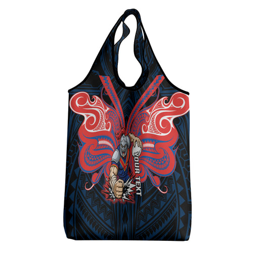 Custom Newcastle Knight Grocery Bag Knight Warrior Polynesia Islander Rugby Mascot