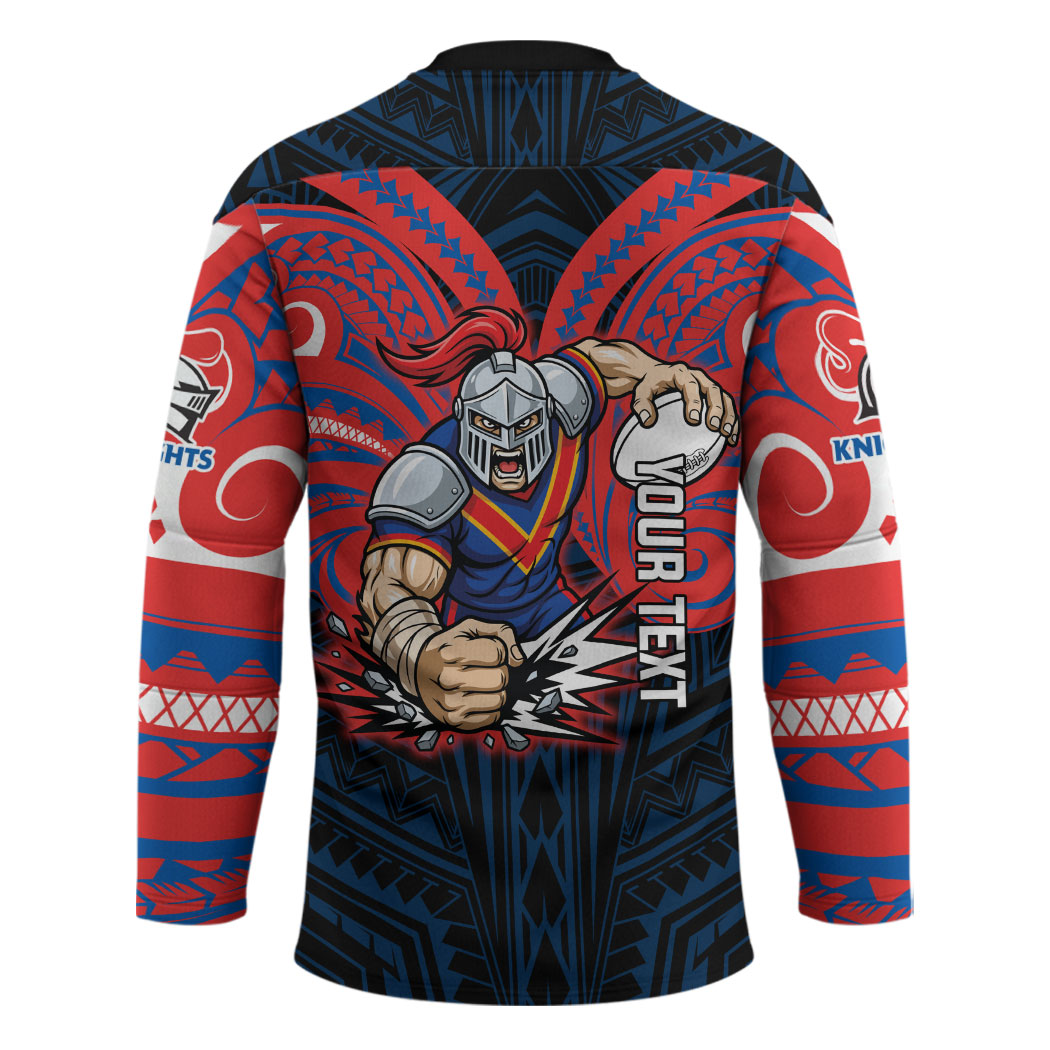 Custom Newcastle Knight Hockey Jersey Knight Warrior Polynesia Islander Rugby Mascot