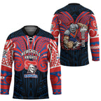 Custom Newcastle Knight Hockey Jersey Knight Warrior Polynesia Islander Rugby Mascot