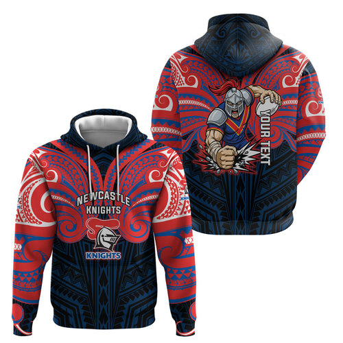 Custom Newcastle Knight Hoodie Knight Warrior Polynesia Islander Rugby Mascot