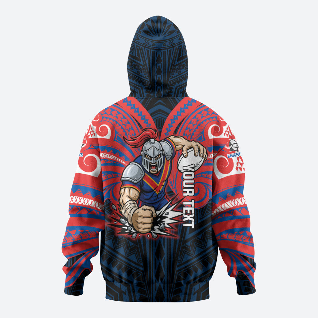 Custom Newcastle Knight Hoodie Knight Warrior Polynesia Islander Rugby Mascot