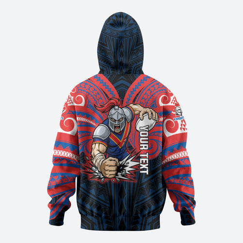 Custom Newcastle Knight Hoodie Knight Warrior Polynesia Islander Rugby Mascot
