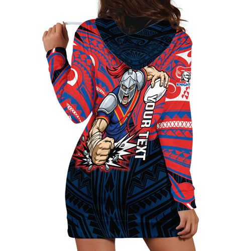 Custom Newcastle Knight Hoodie Dress Knight Warrior Polynesia Islander Rugby Mascot