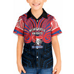 Custom Newcastle Knight Kid Hawaiian Shirt Knight Warrior Polynesia Islander Rugby Mascot