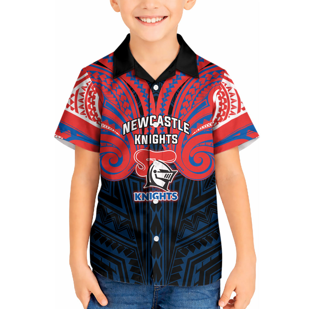 Custom Newcastle Knight Kid Hawaiian Shirt Knight Warrior Polynesia Islander Rugby Mascot