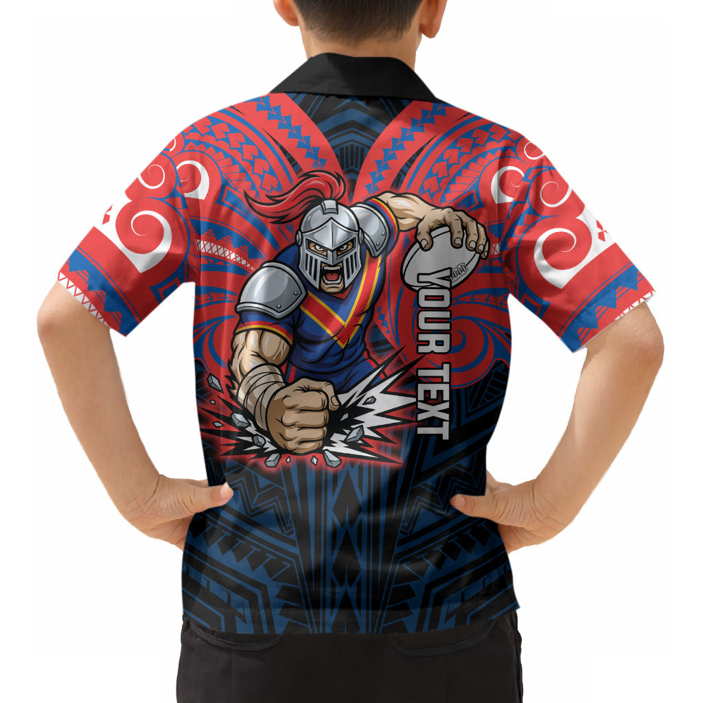 Custom Newcastle Knight Kid Hawaiian Shirt Knight Warrior Polynesia Islander Rugby Mascot
