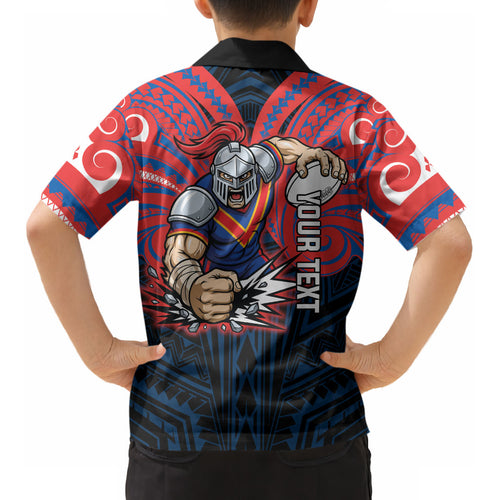 Custom Newcastle Knight Kid Hawaiian Shirt Knight Warrior Polynesia Islander Rugby Mascot