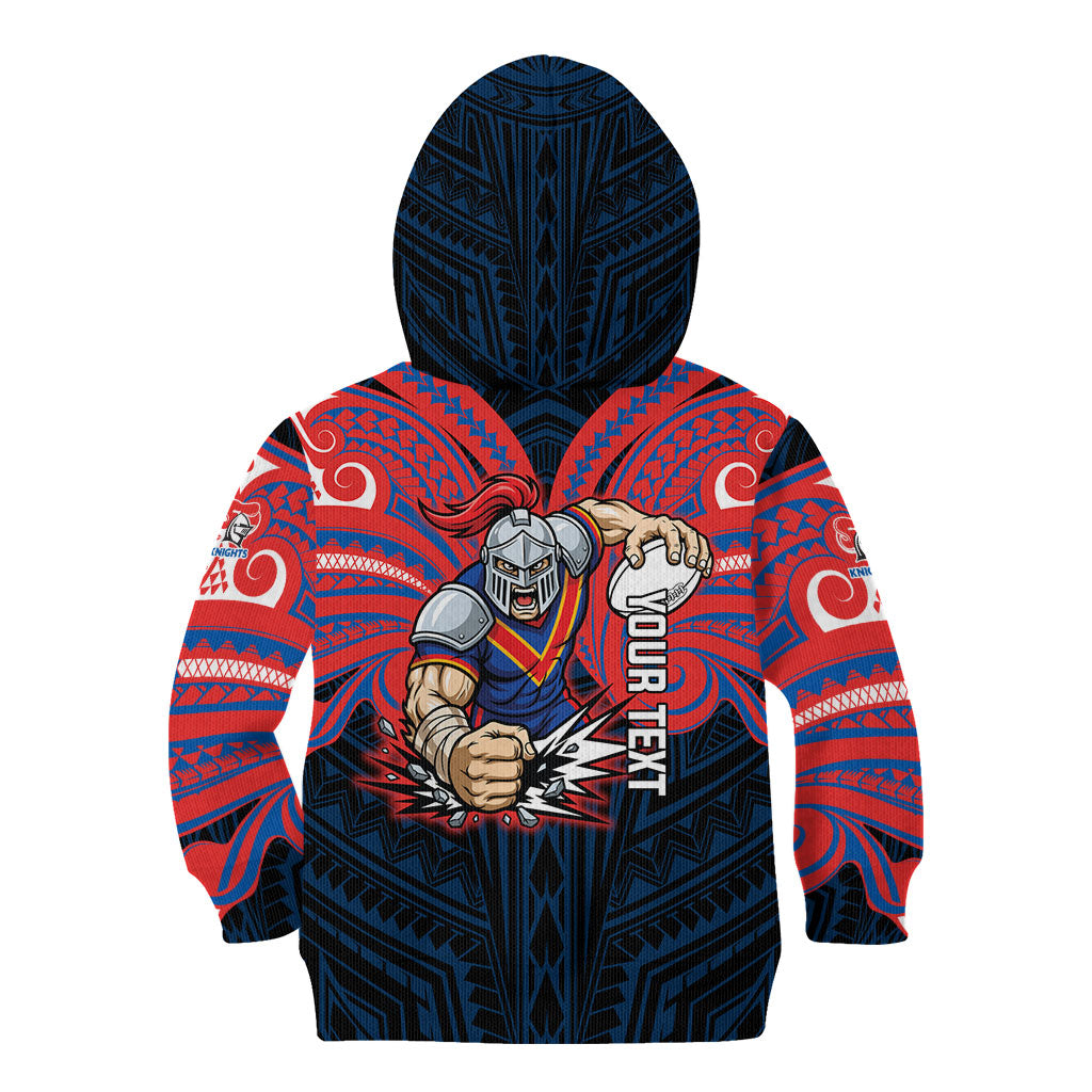 Custom Newcastle Knight Kid Hoodie Knight Warrior Polynesia Islander Rugby Mascot