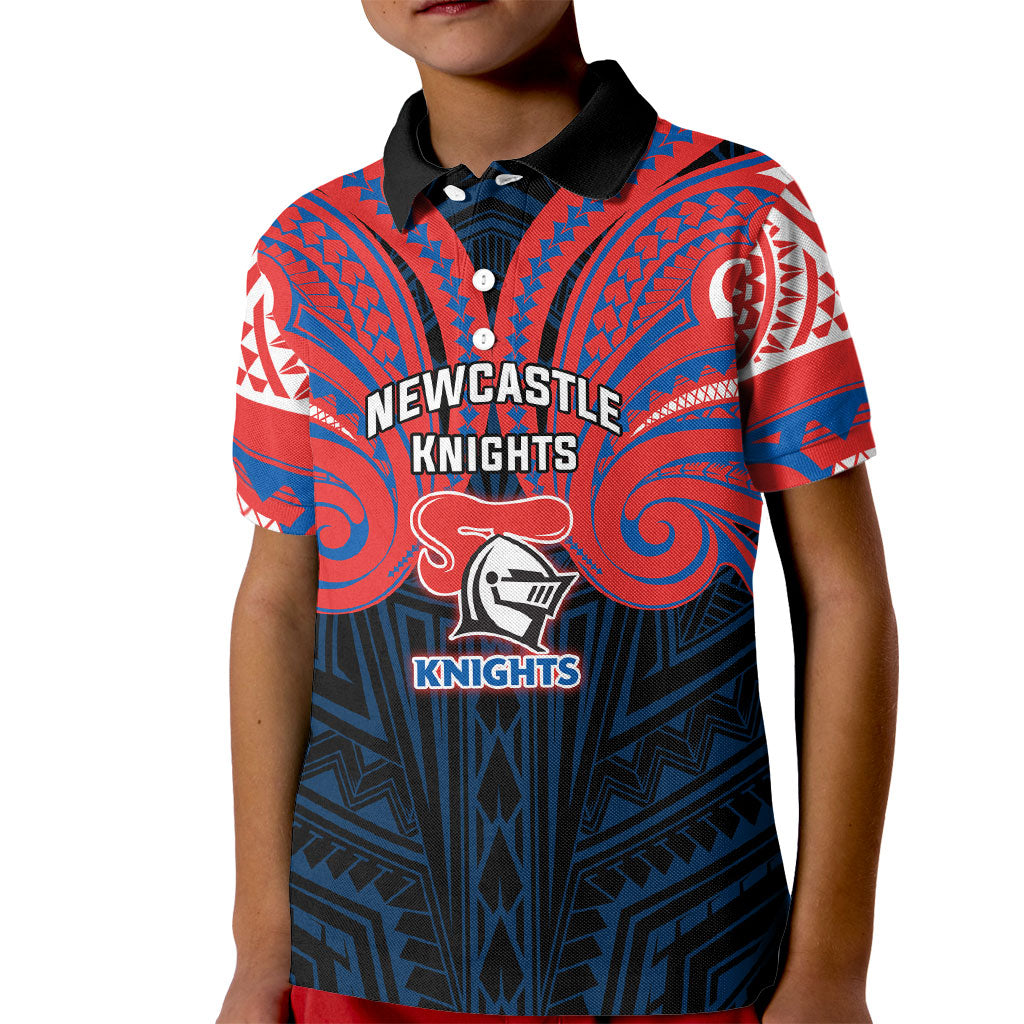 Custom Newcastle Knight Kid Polo Shirt Knight Warrior Polynesia Islander Rugby Mascot
