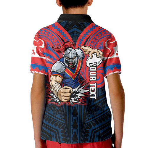 Custom Newcastle Knight Kid Polo Shirt Knight Warrior Polynesia Islander Rugby Mascot