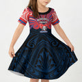 Custom Newcastle Knight Kid Short Sleeve Dress Knight Warrior Polynesia Islander Rugby Mascot